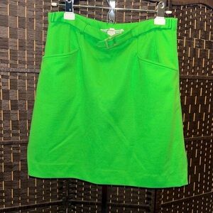 Vintage Bright Green A-Line Skirt with Belt, size 12